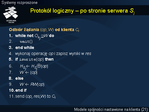 Protokół logiczny – po stronie serwera Sj
