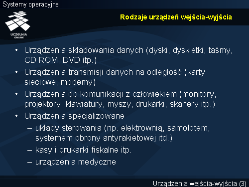 Rodzaje urządzeń wejścia-wyjścia