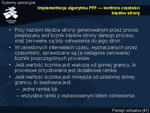 Implementacja algorytmu PFF — kontrola częstości błędów strony