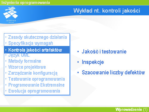 Wykład nt. kontroli jakości