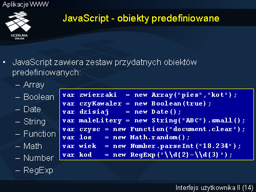 JavaScript - obiekty predefiniowane