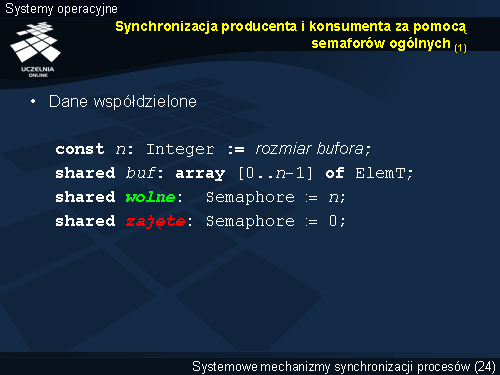 Synchronizacja producenta i konsumenta za pomocą semaforów ogólnych (1)