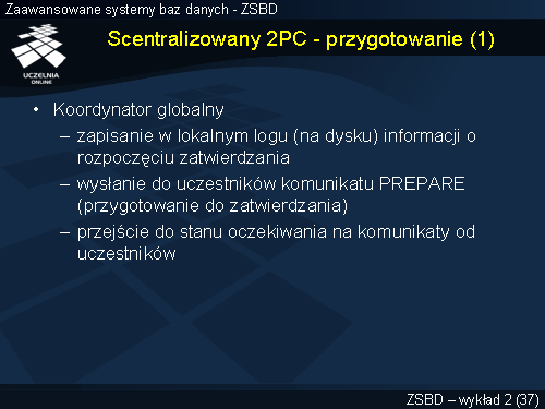 Scentralizowany 2PC - przygotowanie (1)