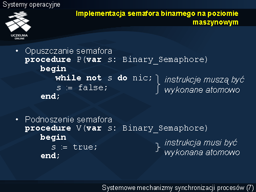 Implementacja semafora binarnego na poziomie maszynowym