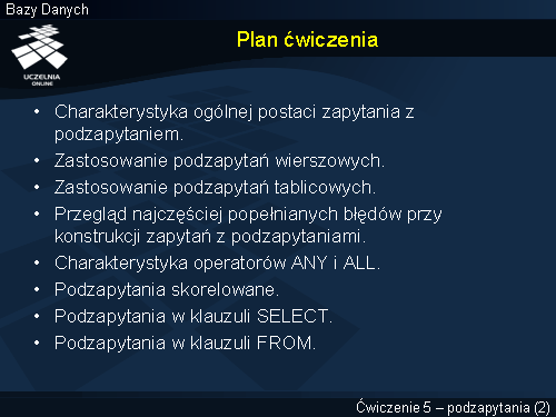Plan ćwiczenia