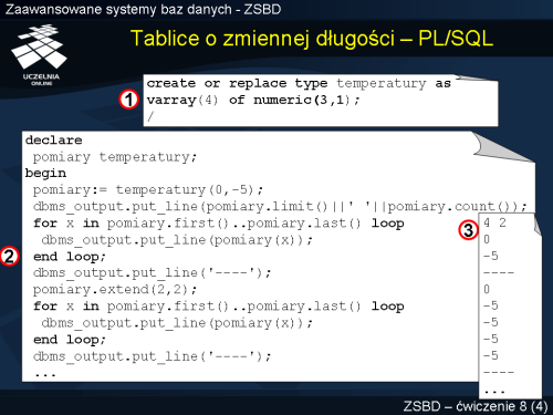Tablice o zmiennej długości – PL/SQL