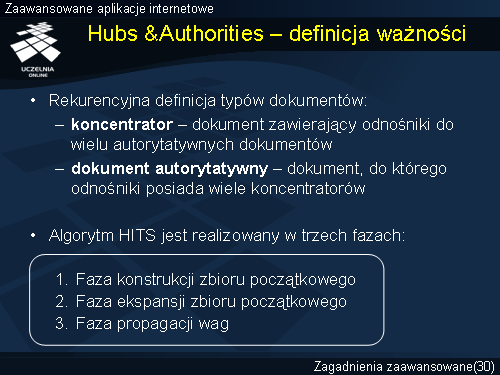 Hubs &Authorities – definicja ważności