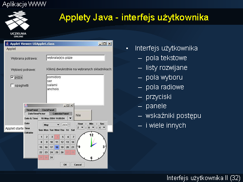 Applety Java - interfejs użytkownika