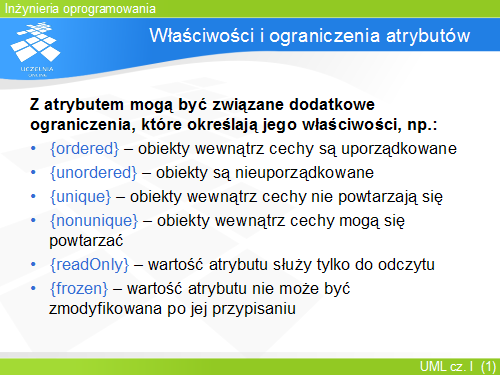 Właściwości i ograniczenia atrybutów