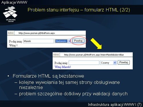 Problem stanu interfejsu – formularz HTML (2/2)