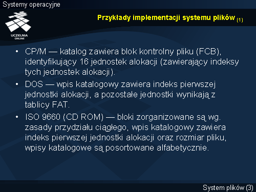 Przykłady implementacji systemu plików (1)
