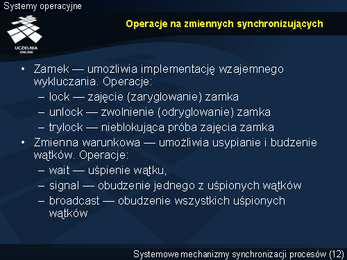 Operacje na zmiennych synchronizujących