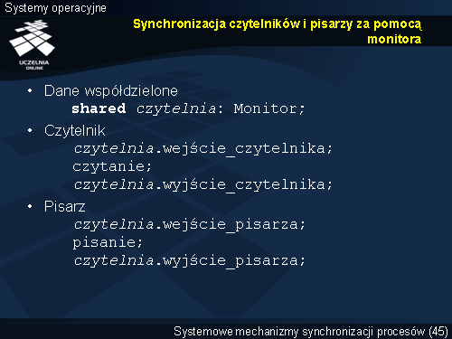 Synchronizacja czytelników i pisarzy za pomocą monitora