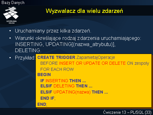 Wyzwalacz dla wielu zdarzeń