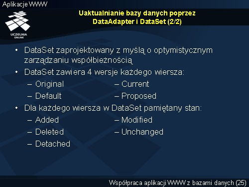 Uaktualnianie bazy danych poprzez DataAdapter i DataSet (2/2)