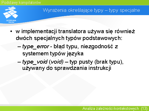 Wyrażenia określające typy – typy specjalne