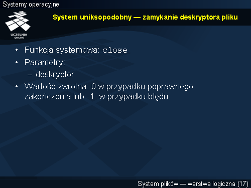 System uniksopodobny — zamykanie deskryptora pliku