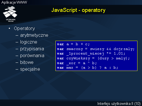 JavaScript - operatory
