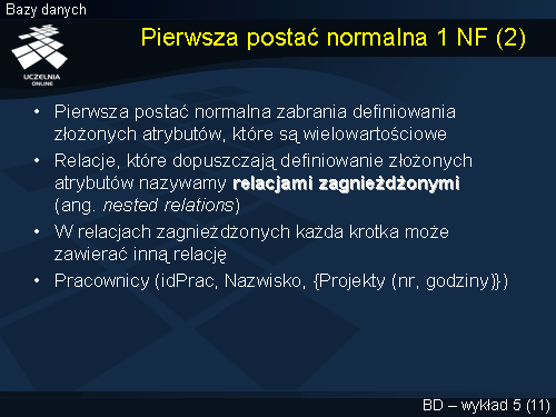 Pierwsza postać normalna 1 NF (2)