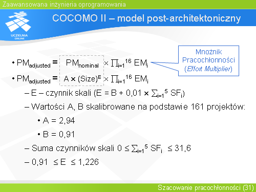 COCOMO II – model post-architektoniczny(1)