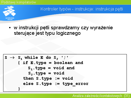 Kontroler typów - instrukcje: instrukcja pętli
