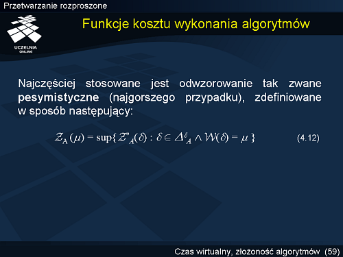 Funkcje kosztu wykonania algorytmów