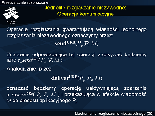 Jednolite rozgłaszanie niezawodne: Operacje komunikacyjne