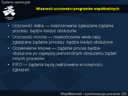 Własność uczciwości programów współbieżnych